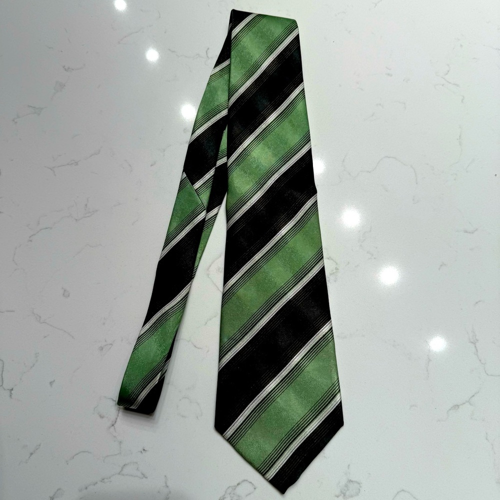 Vintage Green and Black Striped Tie